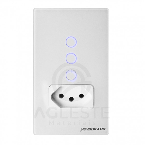Cj 2 Interruptores Touch Automação + Tomada 10a Branco - Nova Digital 